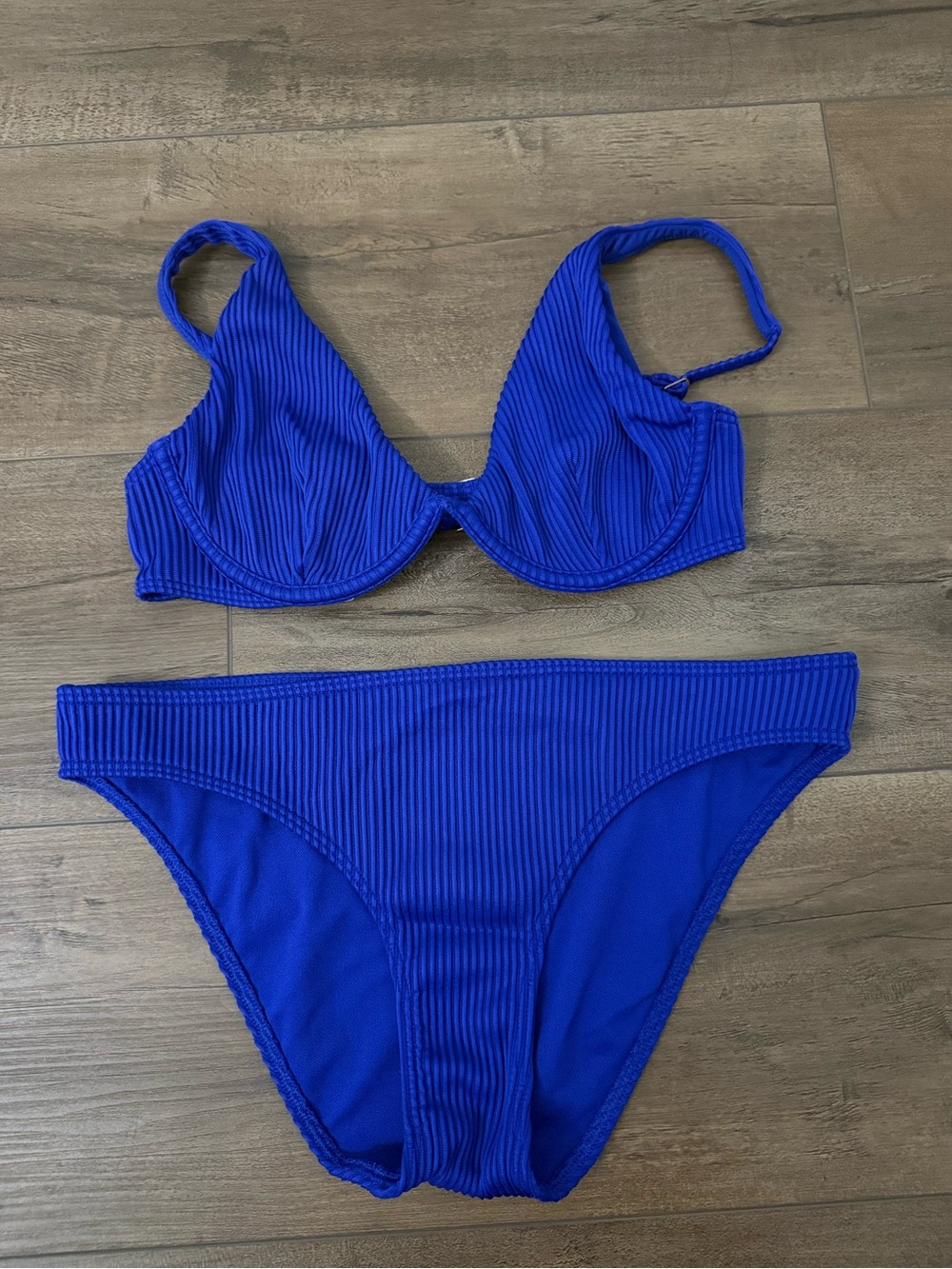 Hollister Royal Blue Ribbed Underwire Bikini Set